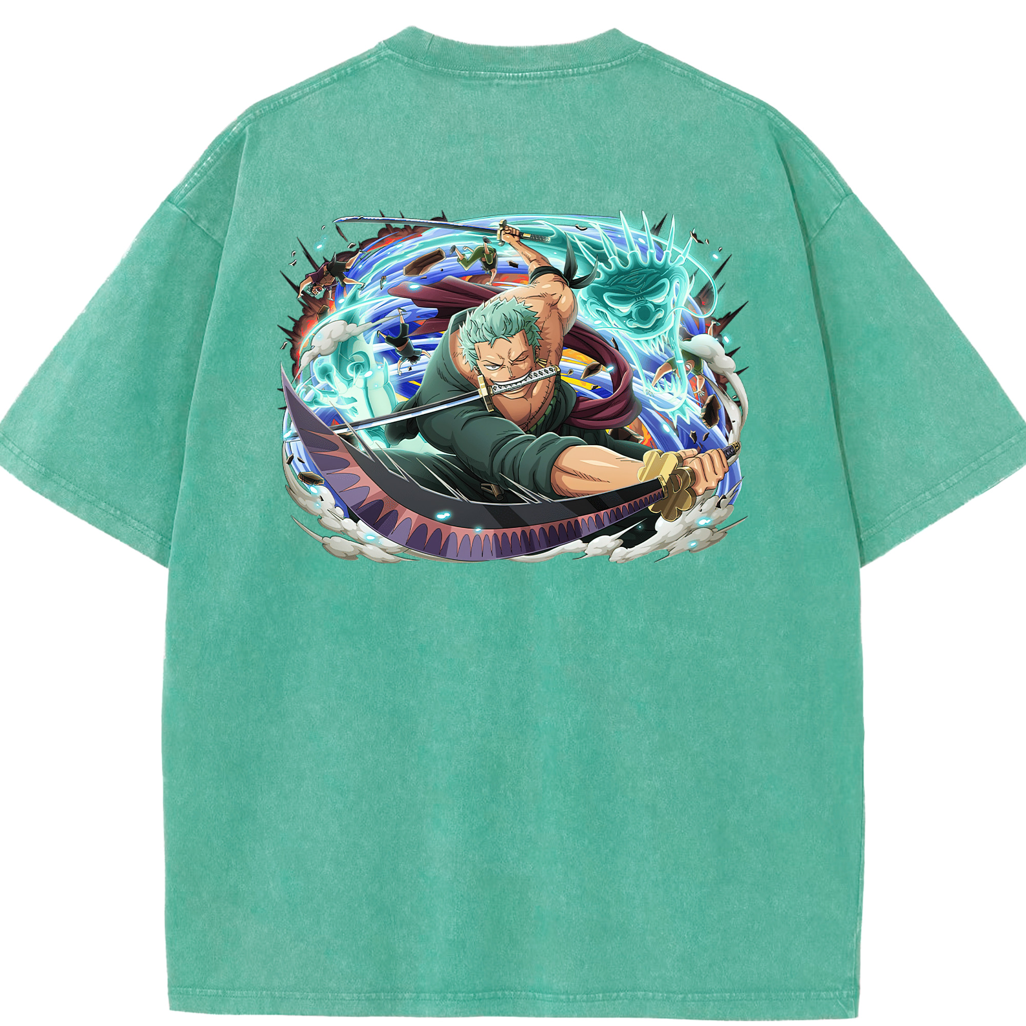 ワンピース ロロノア・ゾロ ONE PIECE Roronoa Zoro 綿100% ヴィンテージ風 半袖Tシャツ（背面プリント）